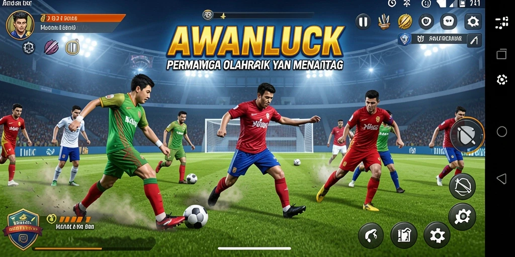 Tangkapan layar utama AWANLUCK menampilkan aksi pertandingan olahraga yang mendebarkan.
