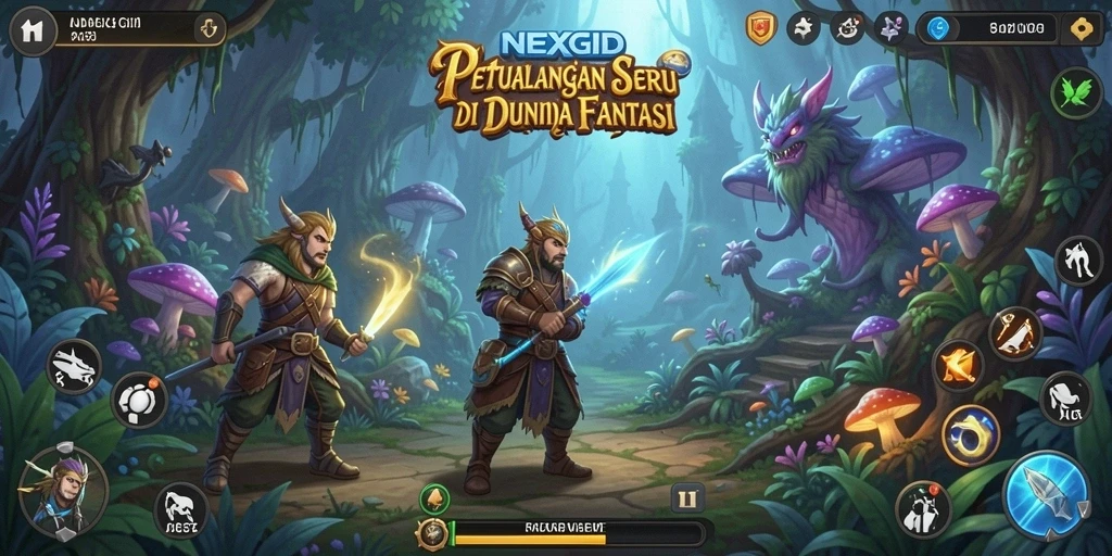 Gameplay NEXGID menampilkan petualangan seru di dunia fantasi.