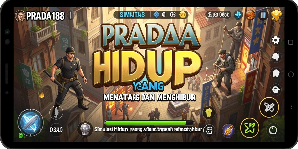 Tangkapan layar utama PRADA188 menunjukkan gameplay simulasi yang mendetail dan interaktif.