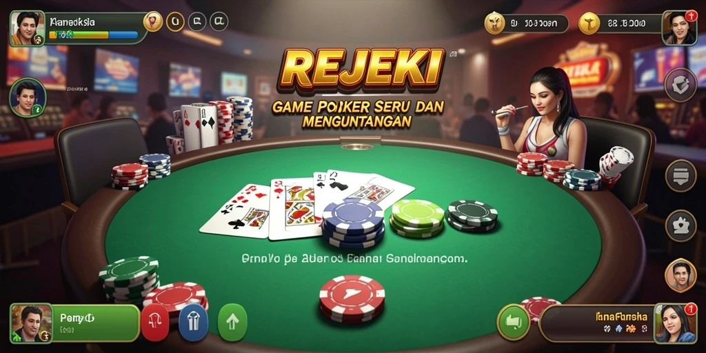 Gameplay seru Poker di aplikasi REJEKI dengan fitur multiplayer.