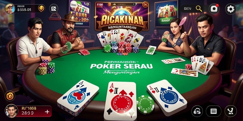 Tampilan gameplay poker yang canggih dan mendebarkan di RI188.