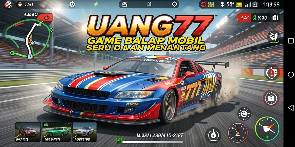 Screenshot gameplay UANG77 menunjukkan aksi balap yang mendebarkan.